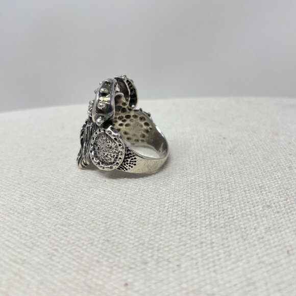 Viking Head Ring Stainless Steel Size 11.5 Silver-Tone Biker‎ Goth Punk Metal - Picture 3 of 10